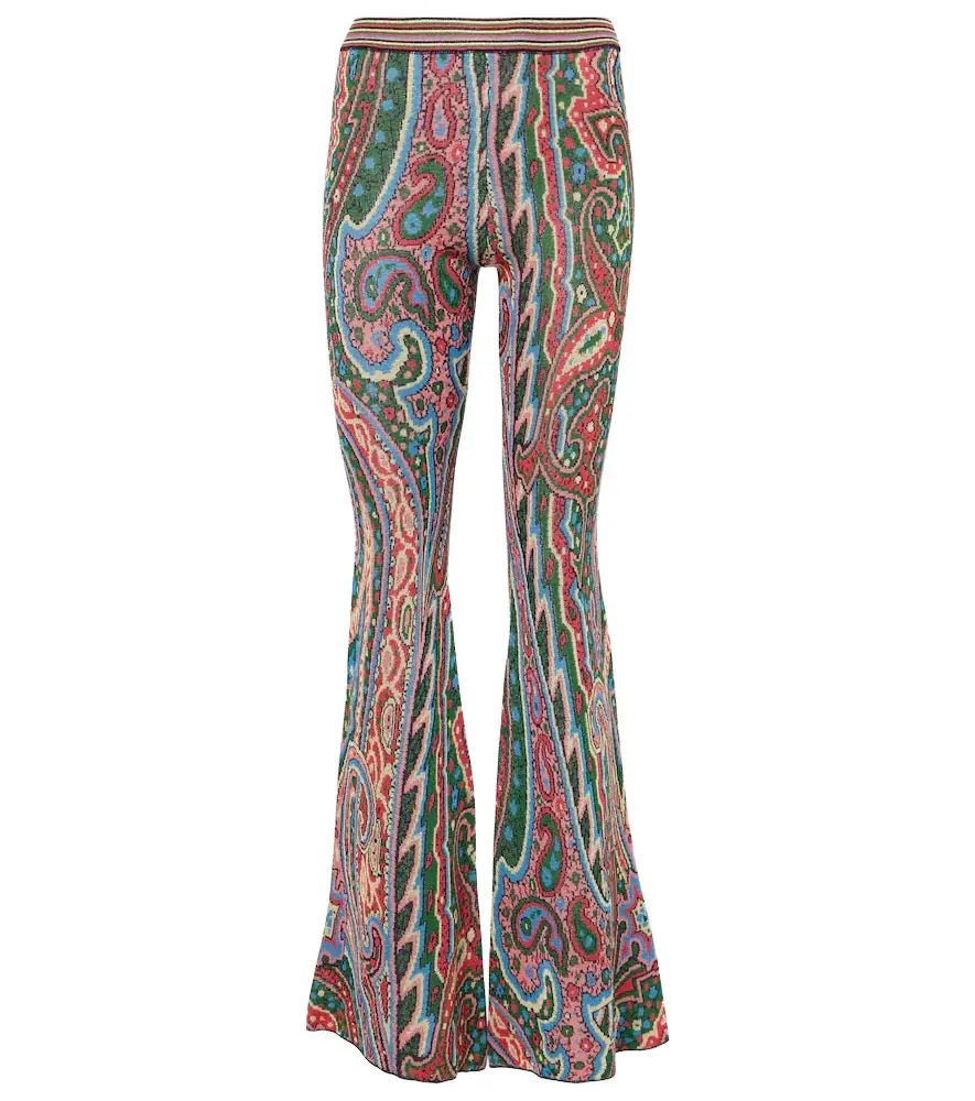 Etro Knitted paisley jacquard flared pants