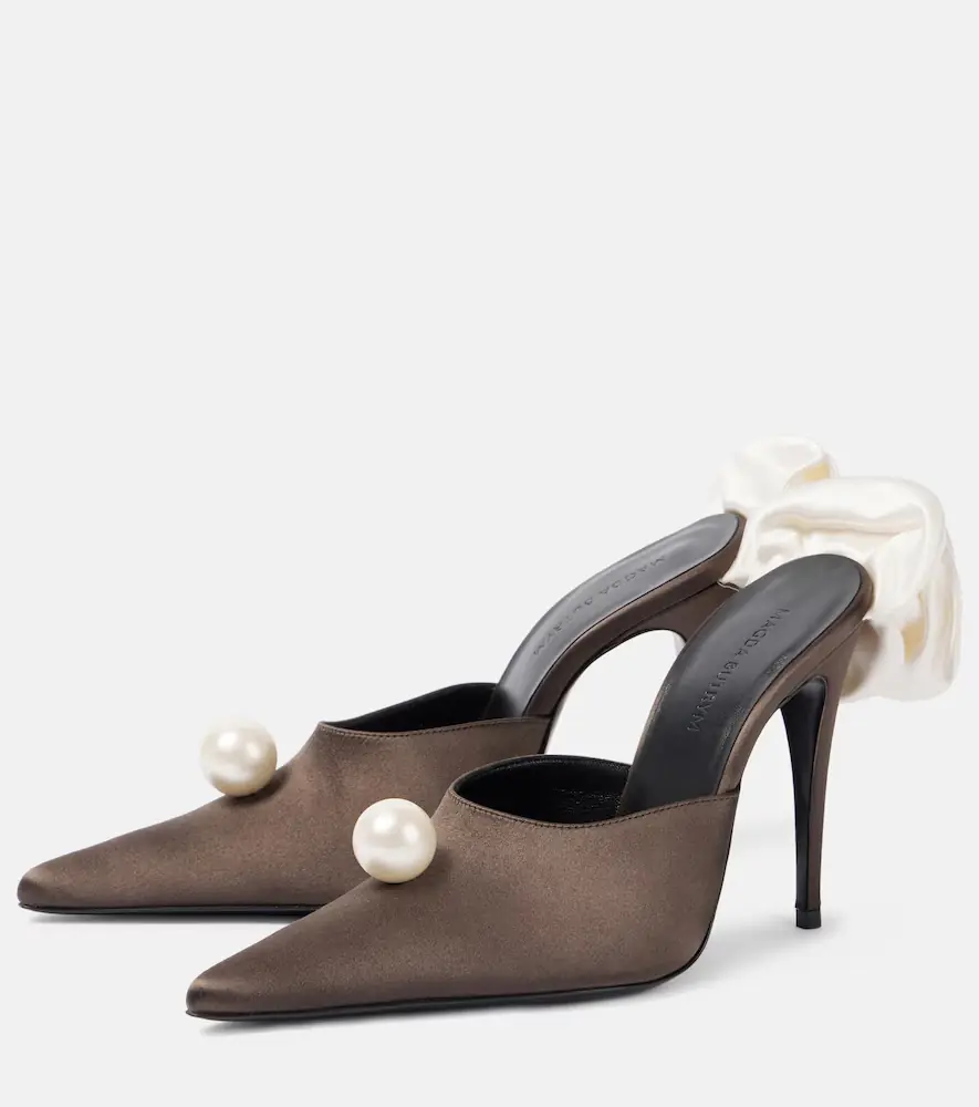 Magda Butrym Floral-appliqué satin mules | Thumbnail 3