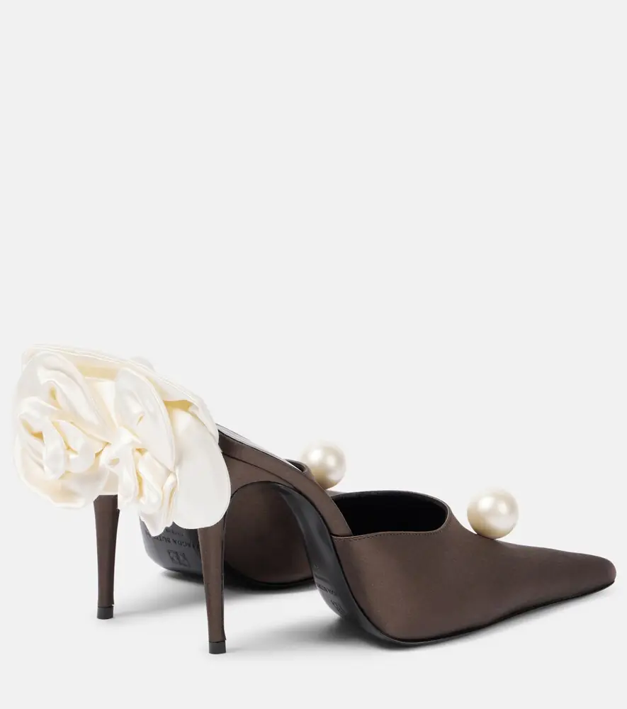 Magda Butrym Floral-appliqué satin mules | Thumbnail 5