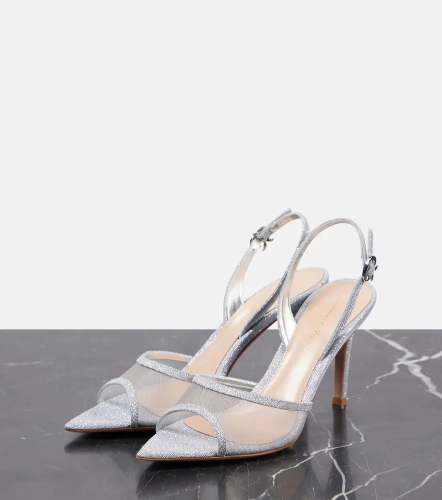 Gianvito Rossi Halley 85 metallic leather slingback pumps | Thumbnail 2 Gianvito Rossi Halley 85 metallic leather slingback pumps | Thumbnail 2