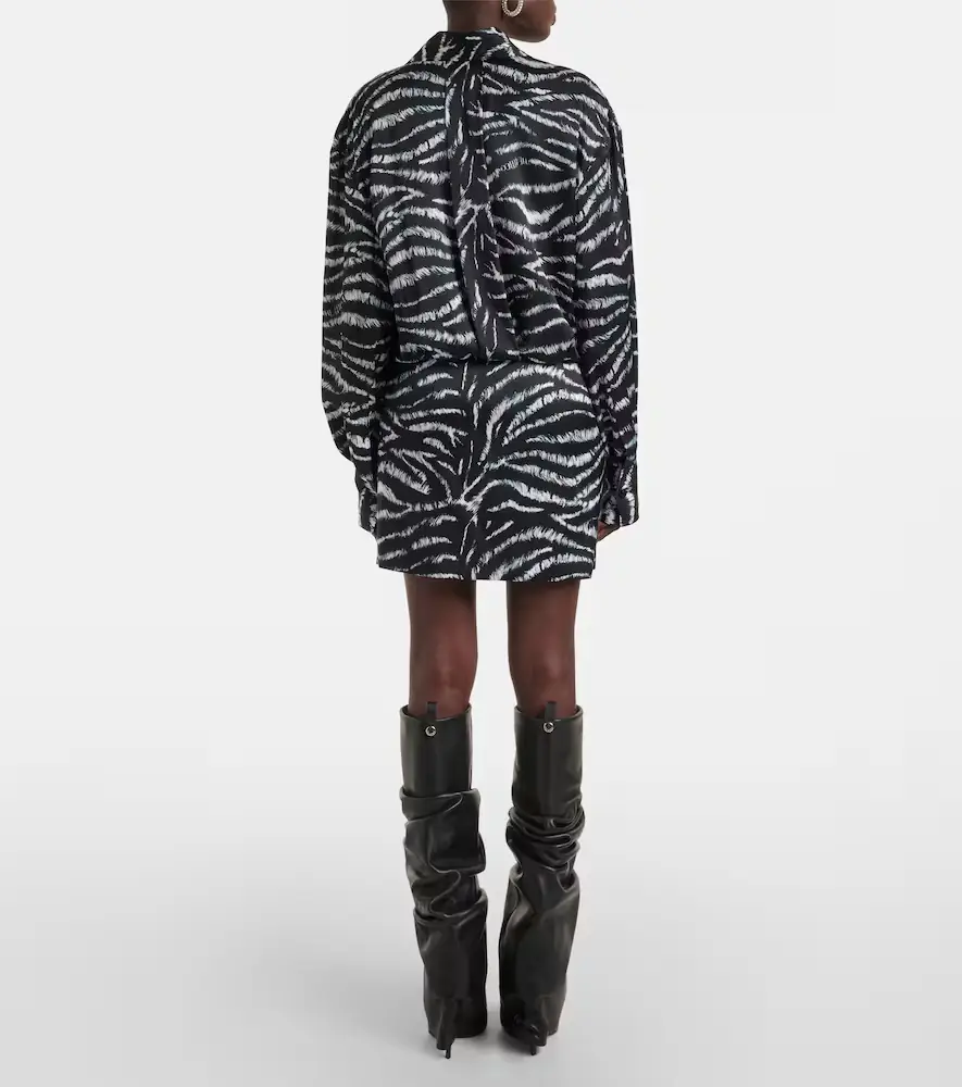The Attico Silvye zebra-print satin shirt dress | Thumbnail 3