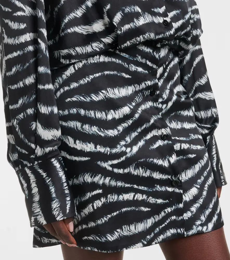The Attico Silvye zebra-print satin shirt dress | Thumbnail 4