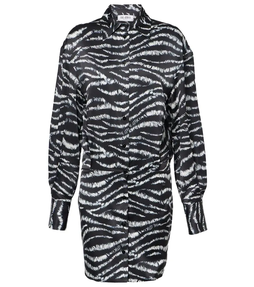 The Attico Silvye zebra-print satin shirt dress | Image 1 The Attico Silvye zebra-print satin shirt dress | Image 1