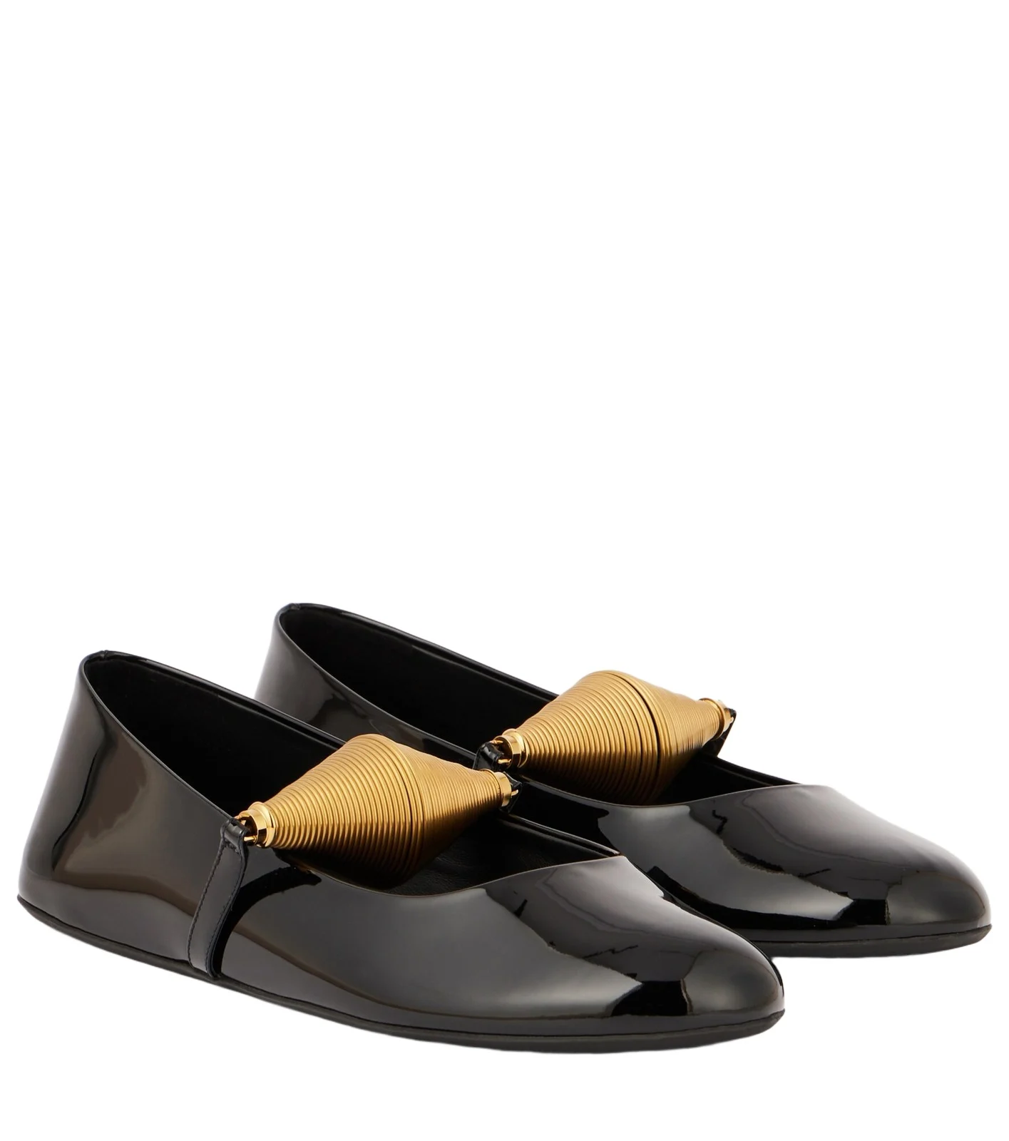 Embellished patent leather ballet flats