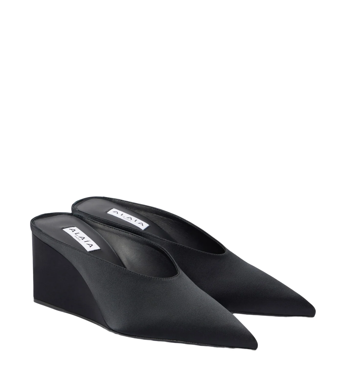 ALAÏA Cube 75 satin wedge mules