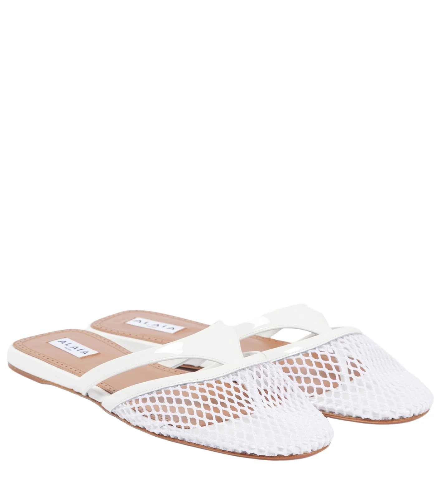 Infradito leather and fishnet mules