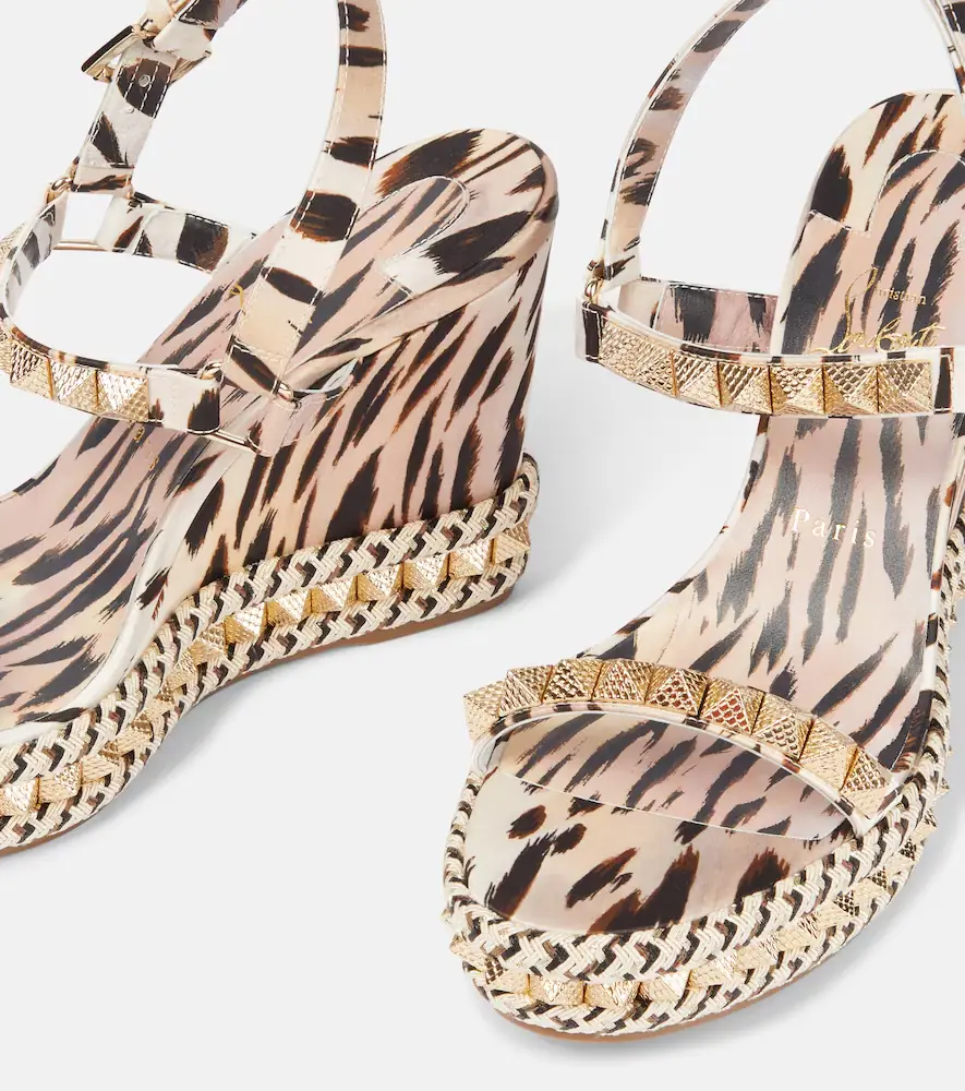 Christian Louboutin Pyra Clou 110 leopard-print espadrille wedges | Thumbnail 3