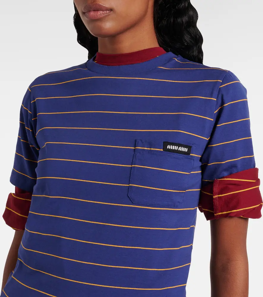 Miu Miu Striped cotton jersey T-shirt | Thumbnail 2