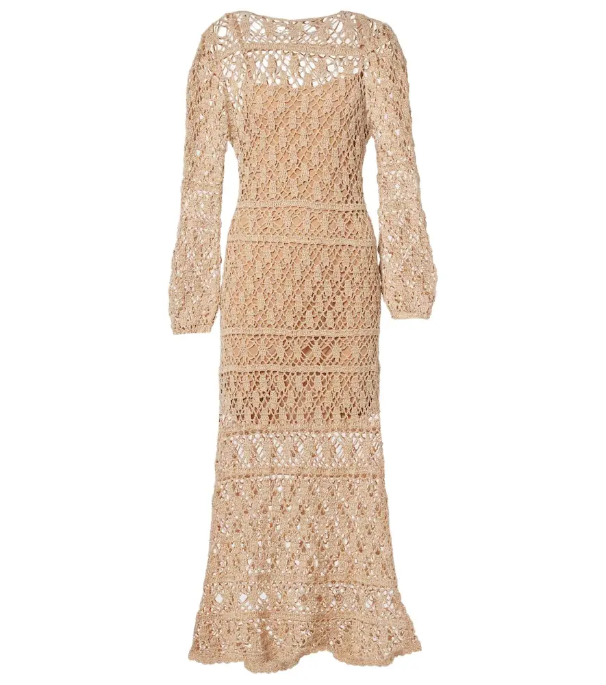 Anna Kosturova Bianca cotton crochet maxi dress
