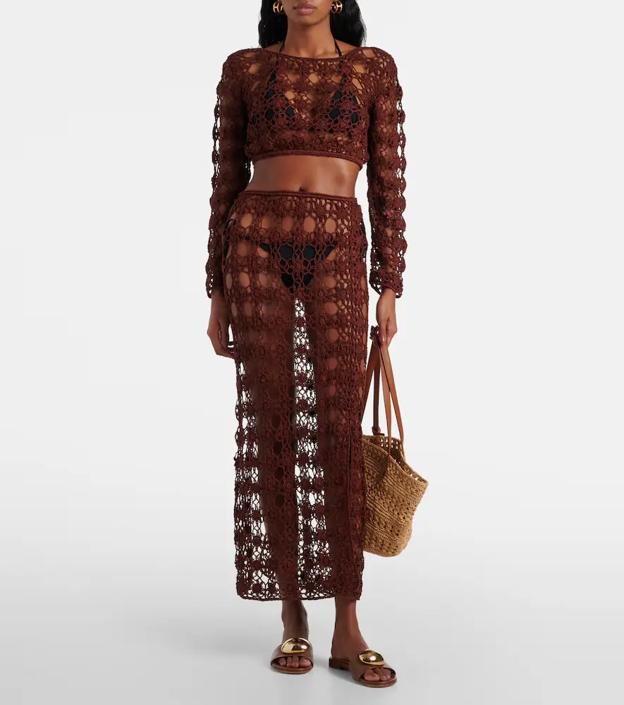 Anna Kosturova Bella crochet cotton maxi skirt | Thumbnail 4