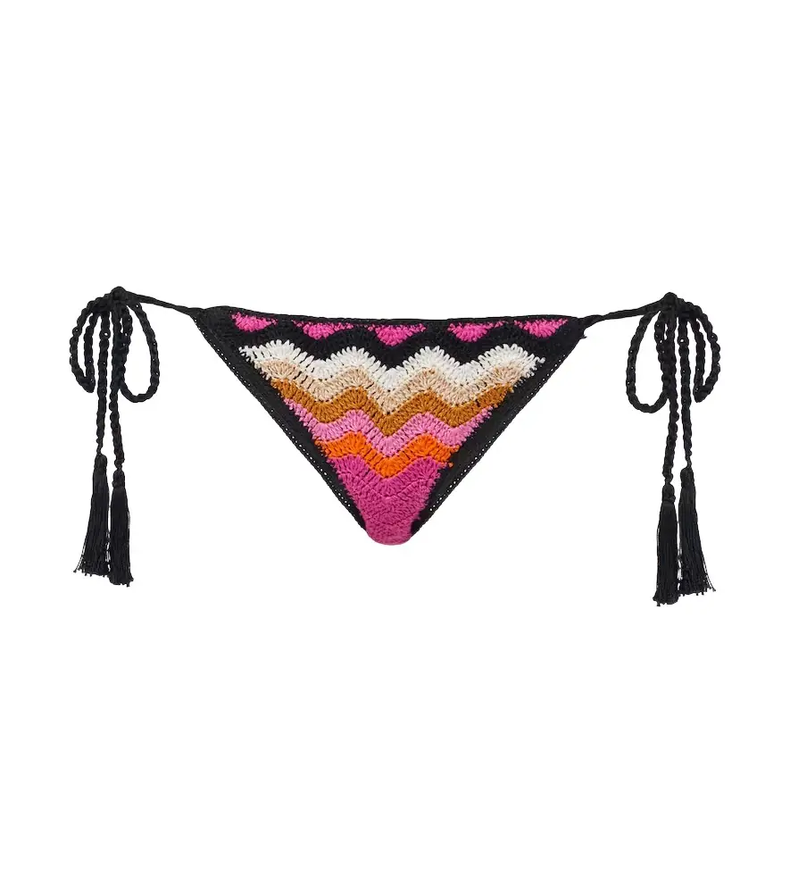 Anna Kosturova Striped cotton bikini bottoms