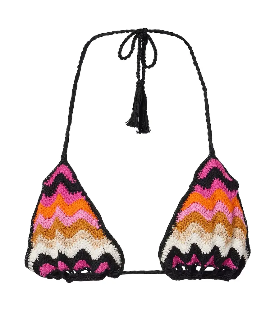 Anna Kosturova Striped cotton bikini top