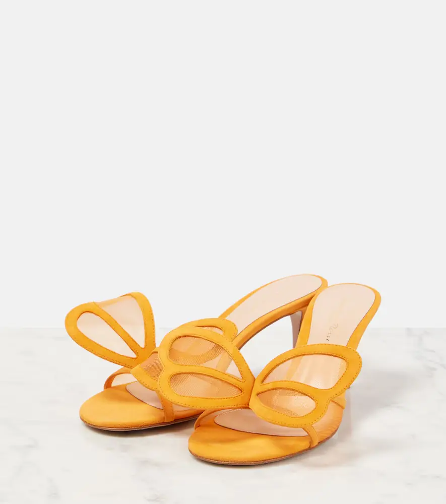 Gianvito Rossi Ilia suede-trimmed mesh mules | Thumbnail 2