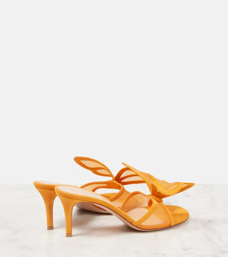 Gianvito Rossi Ilia suede-trimmed mesh mules | Thumbnail 4