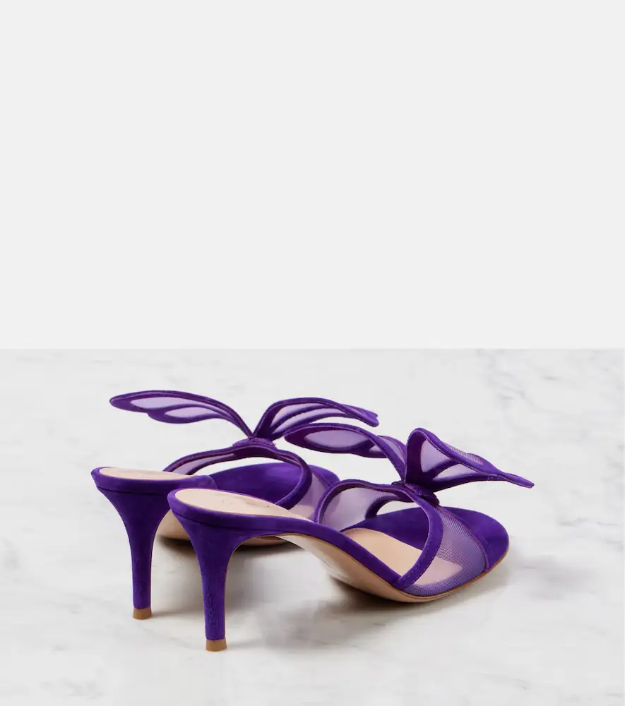 Gianvito Rossi Butterfly 70 mesh and suede mules | Thumbnail 2