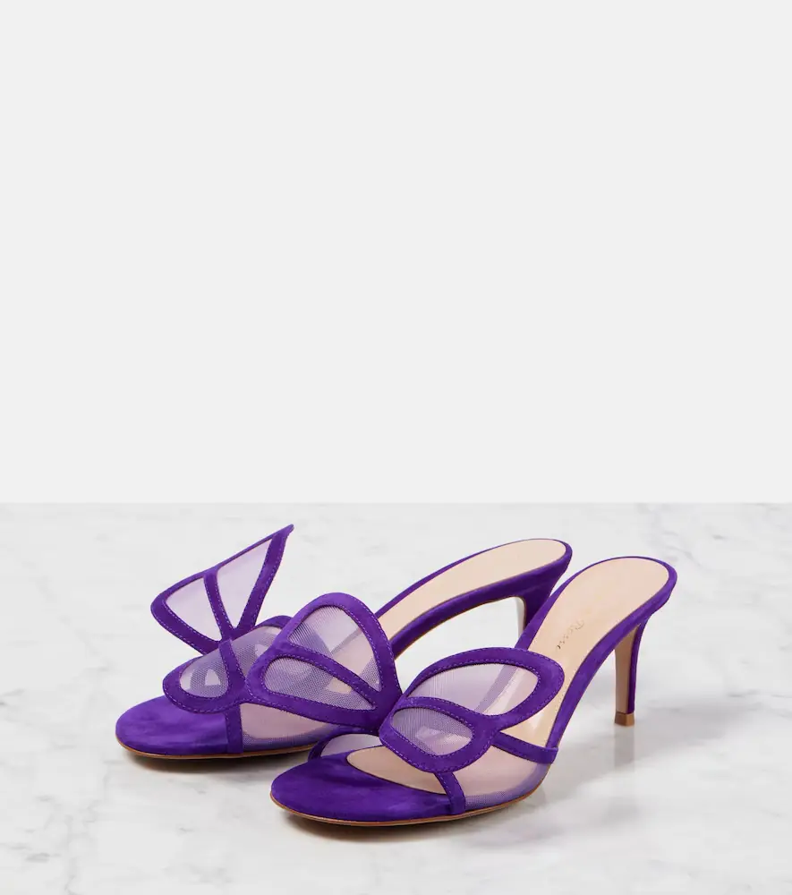 Gianvito Rossi Butterfly 70 mesh and suede mules | Thumbnail 3