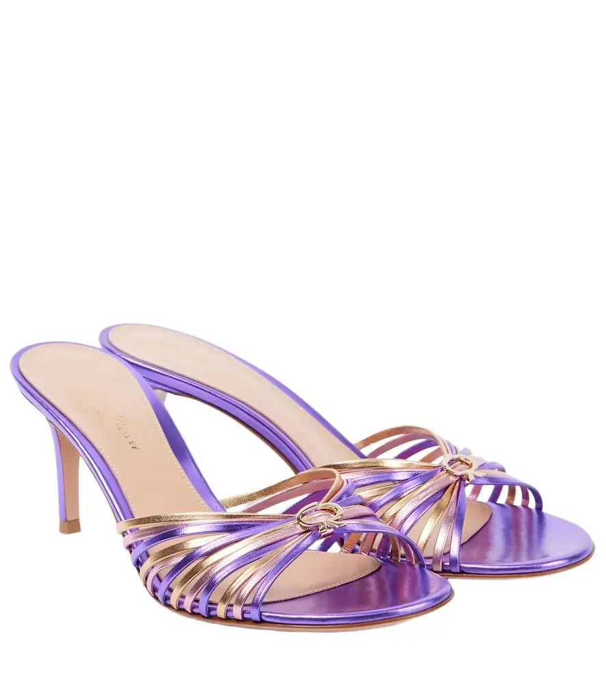 Gianvito Rossi 70 metallic leather mules