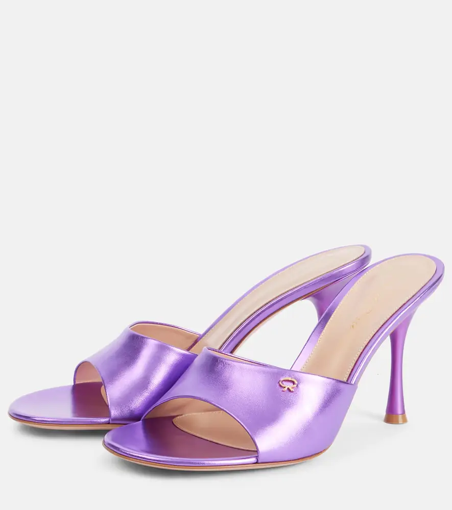 Gianvito Rossi Logo metallic leather mules | Thumbnail 2