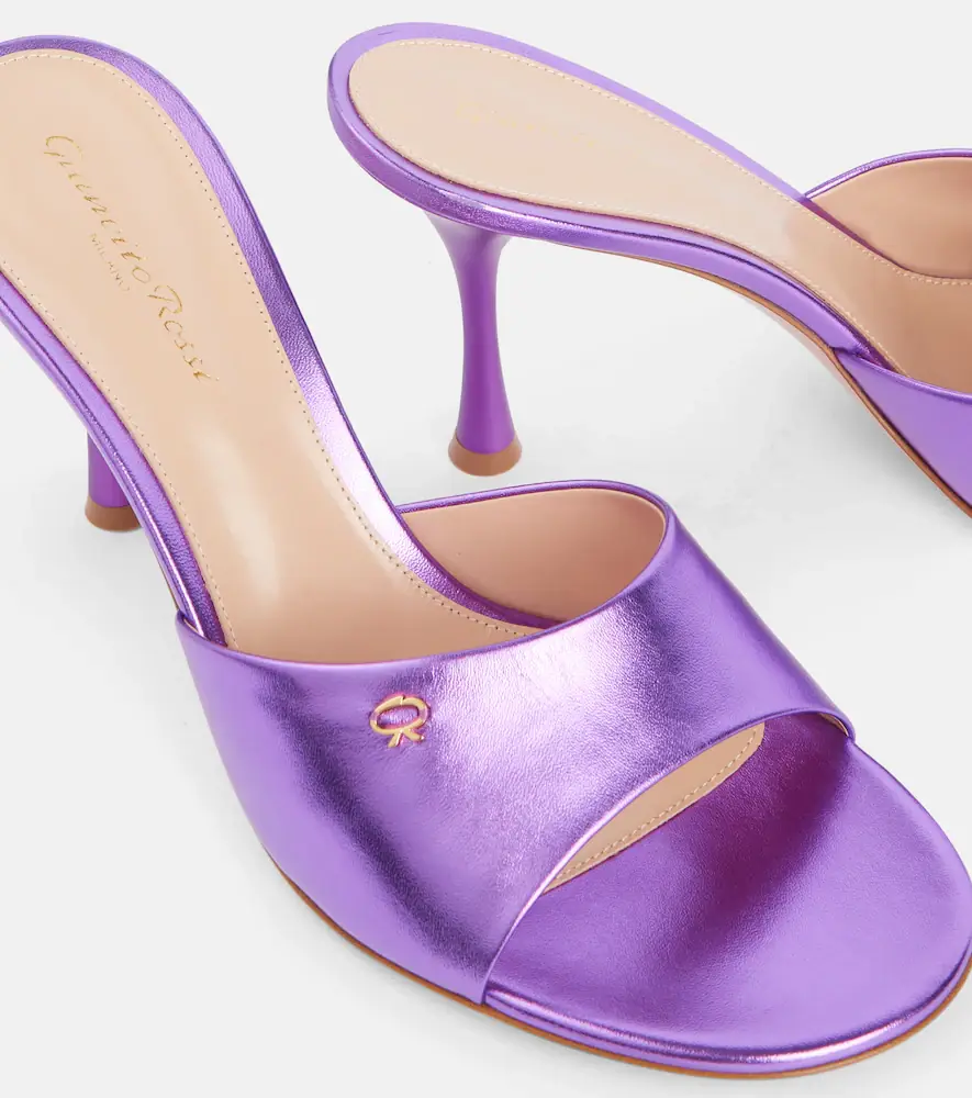 Gianvito Rossi Logo metallic leather mules | Thumbnail 4