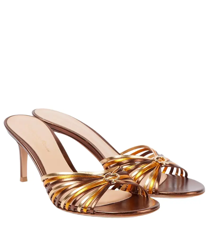 Gianvito Rossi Vyna 70 metallic leather mules