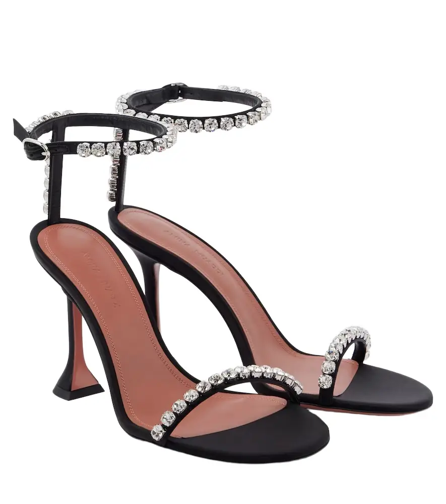 Amina Muaddi Gigi 95 embellished satin sandals | Image 1 Amina Muaddi Gigi 95 embellished satin sandals | Image 1