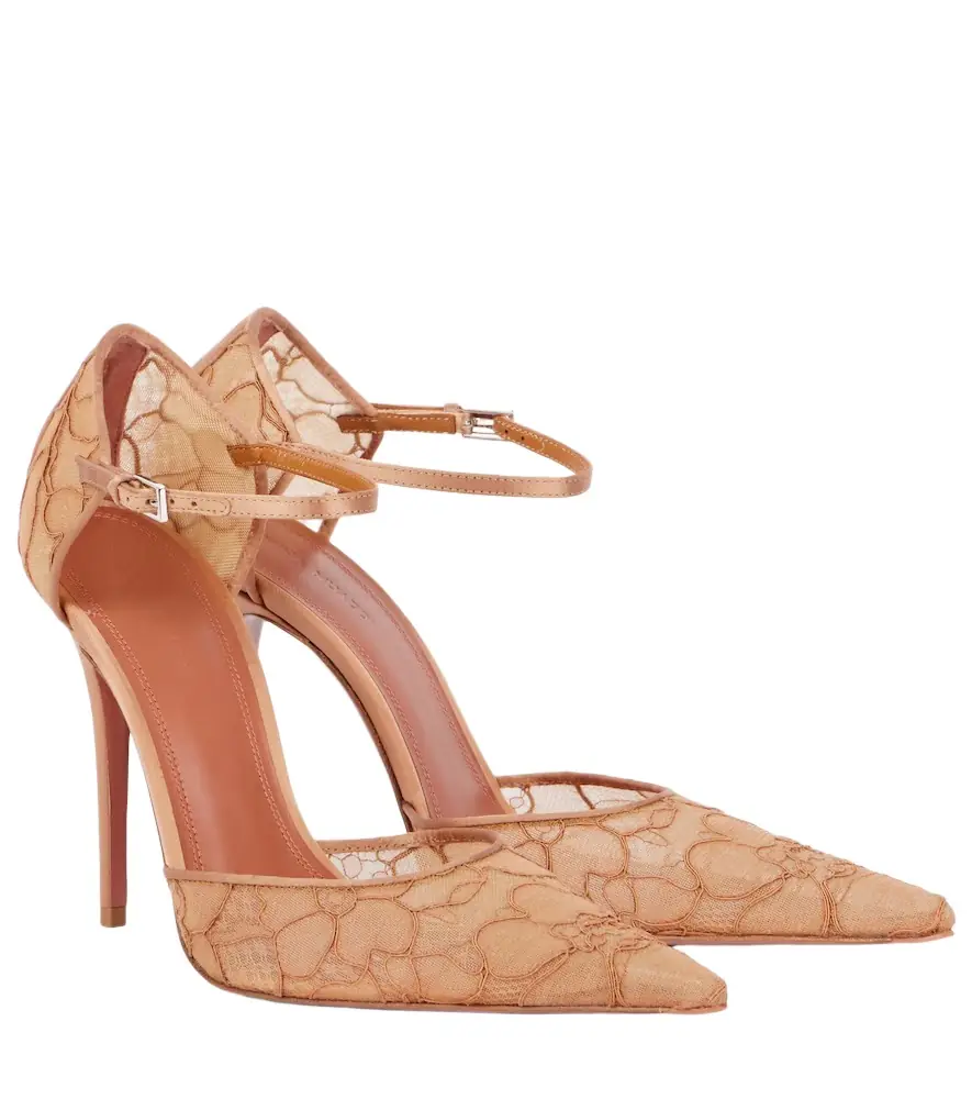 Amina Muaddi Barbara 105 satin-trimmed lace pumps | Image 1 Amina Muaddi Barbara 105 satin-trimmed lace pumps | Image 1