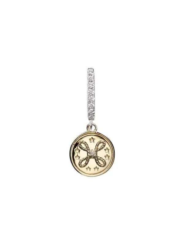 Foundrae True Love Mini 18kt yellow and white gold single earring with diamonds