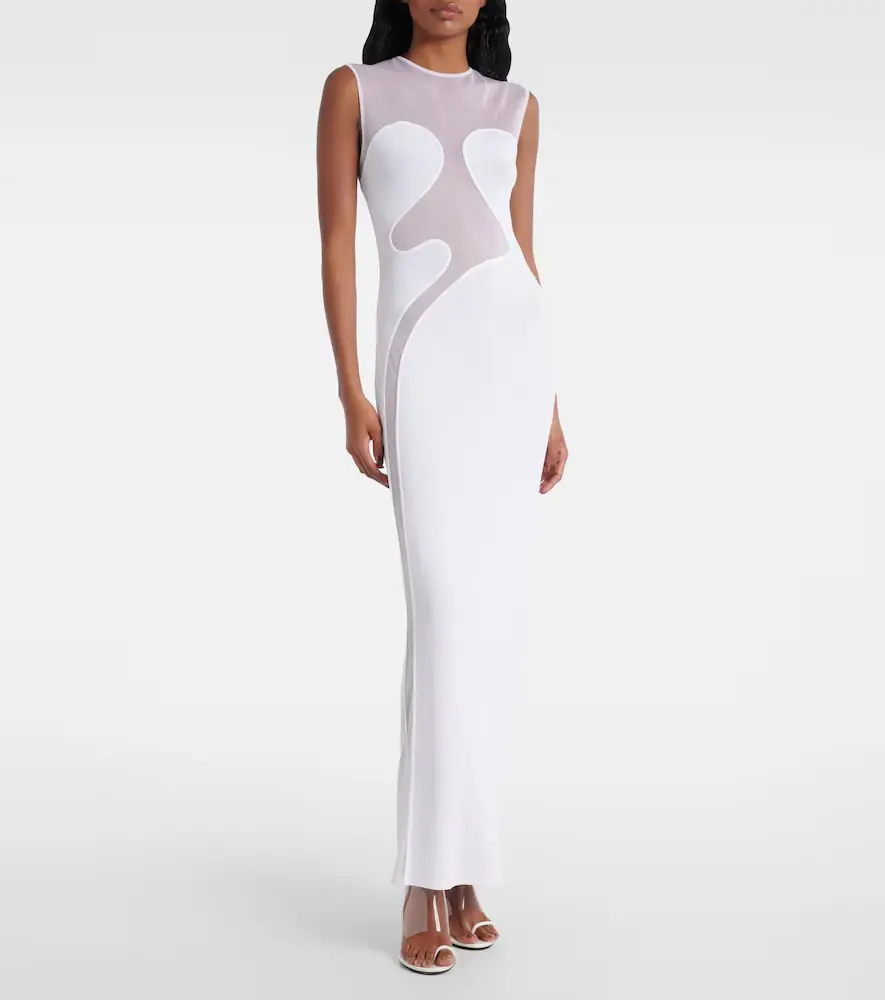 ALAÏA ALAÏA Mesh-trimmed maxi dress | Thumbnail 2