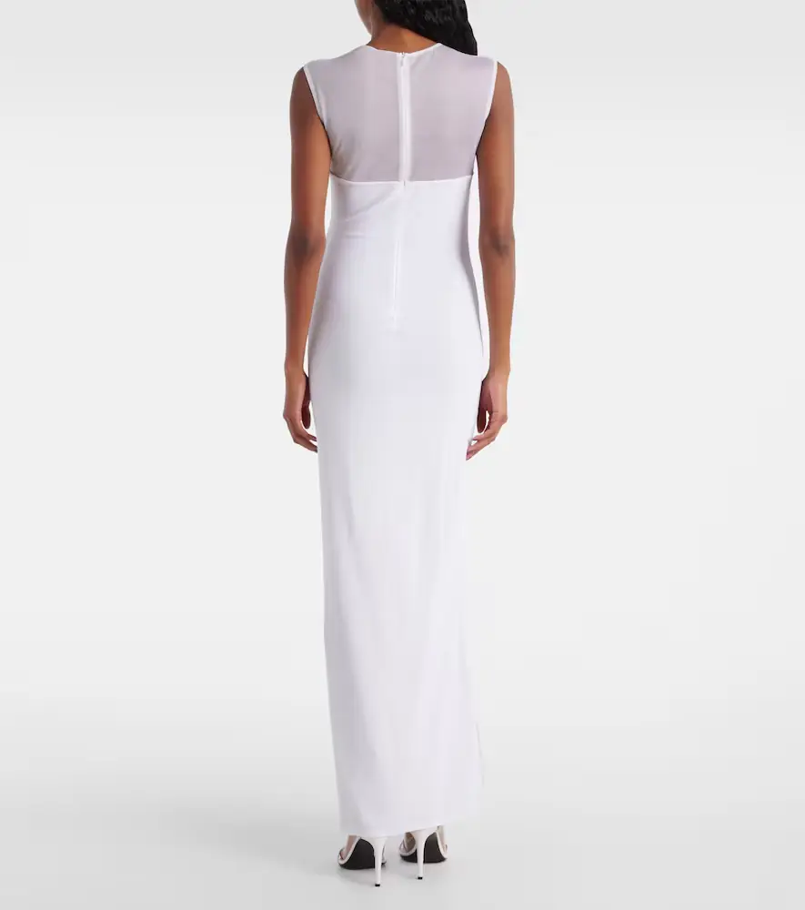 ALAÏA ALAÏA Mesh-trimmed maxi dress | Thumbnail 3