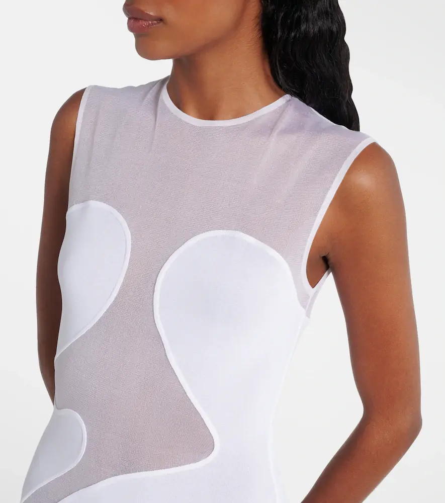 ALAÏA ALAÏA Mesh-trimmed maxi dress | Thumbnail 4