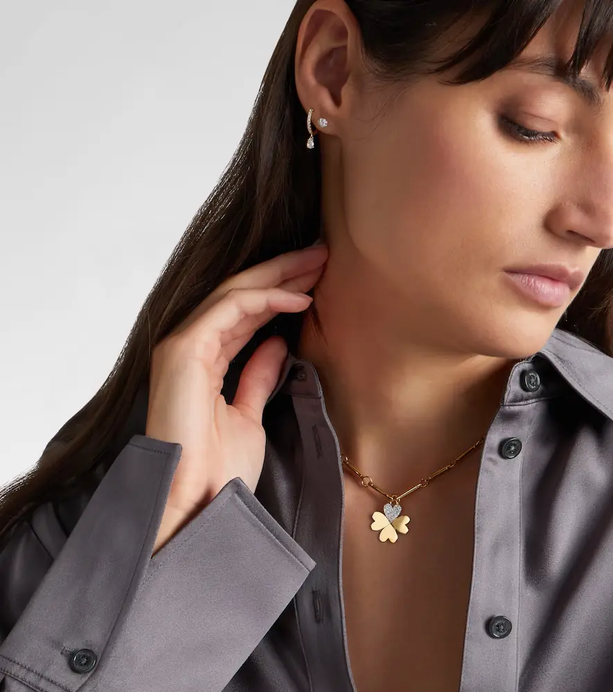 Foundrae Four Heart Clover 18kt gold necklace with diamonds | Thumbnail 2