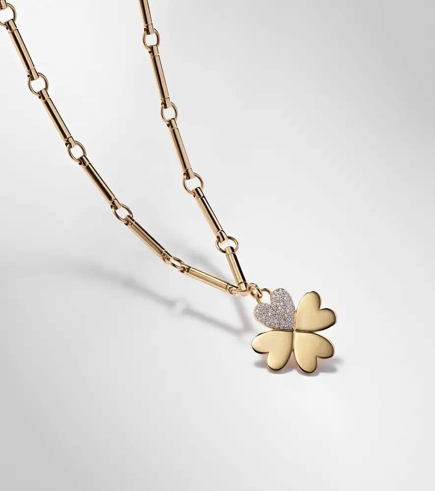 Foundrae Four Heart Clover 18kt gold necklace with diamonds | Thumbnail 3