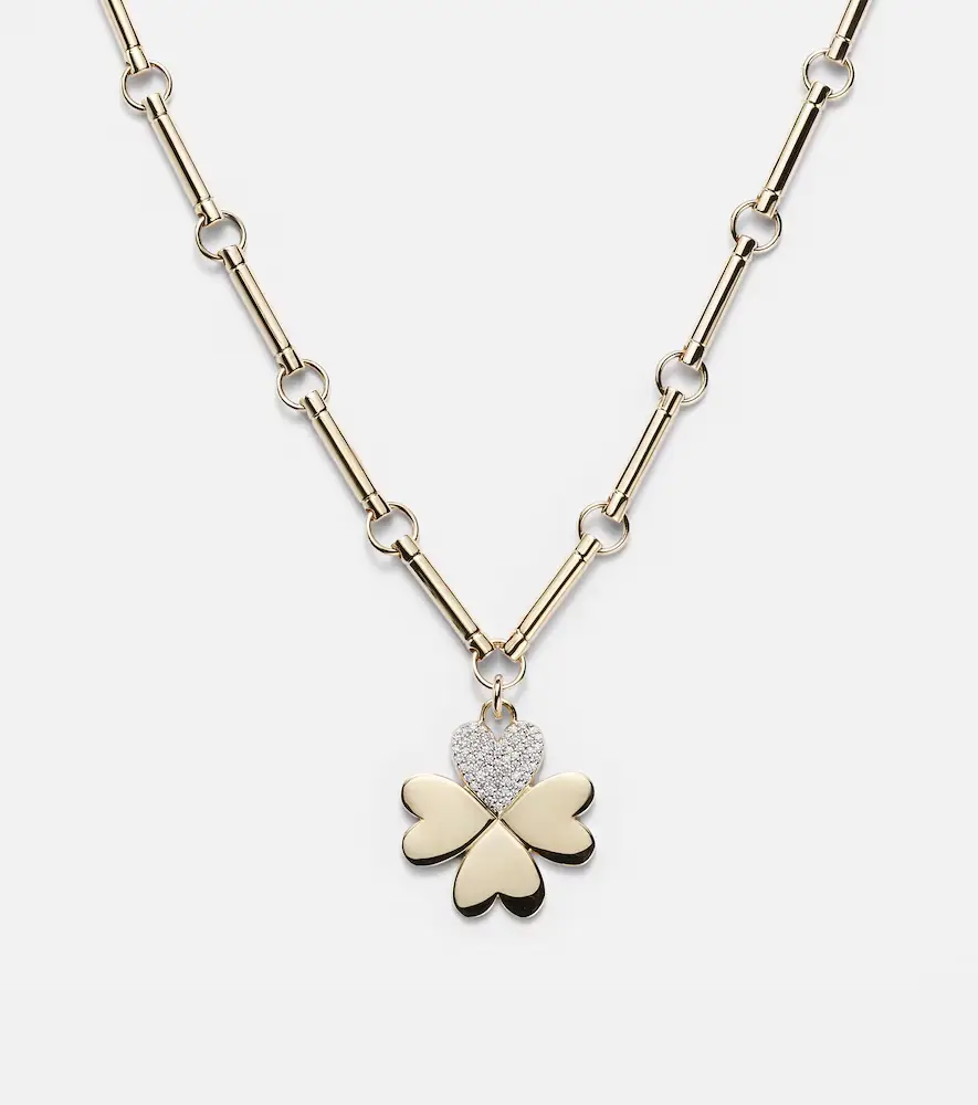 Foundrae Four Heart Clover 18kt gold necklace with diamonds | Thumbnail 5