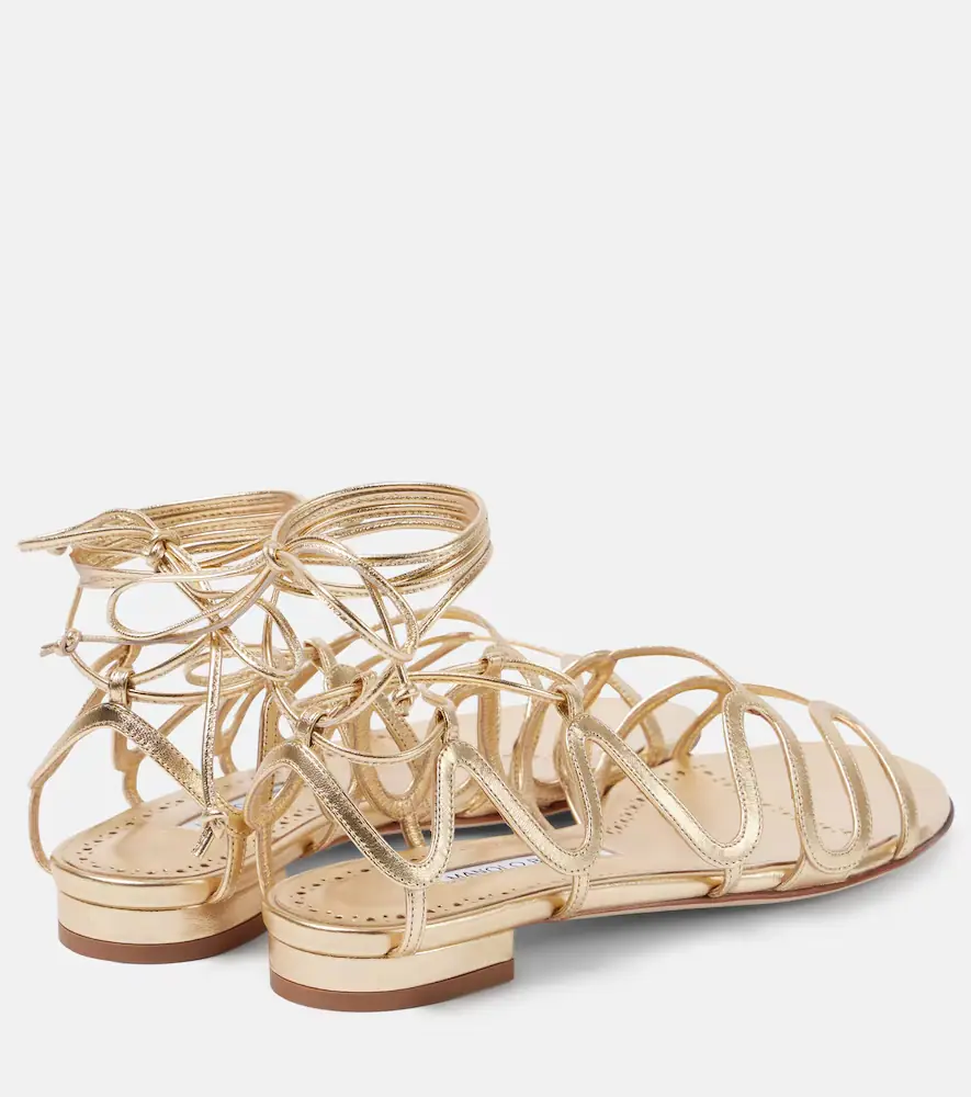 Manolo Blahnik Fawdaflat metallic leather sandals | Thumbnail 3
