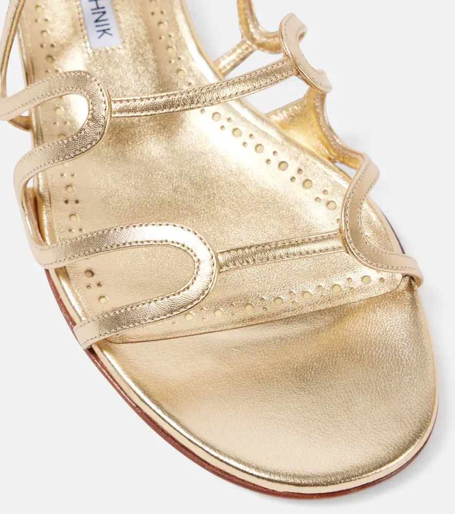 Manolo Blahnik Fawdaflat metallic leather sandals | Thumbnail 4