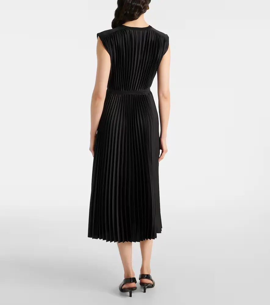 Joseph Volta belted plissé satin midi dress | Thumbnail 3 Joseph Volta belted plissé satin midi dress | Thumbnail 3