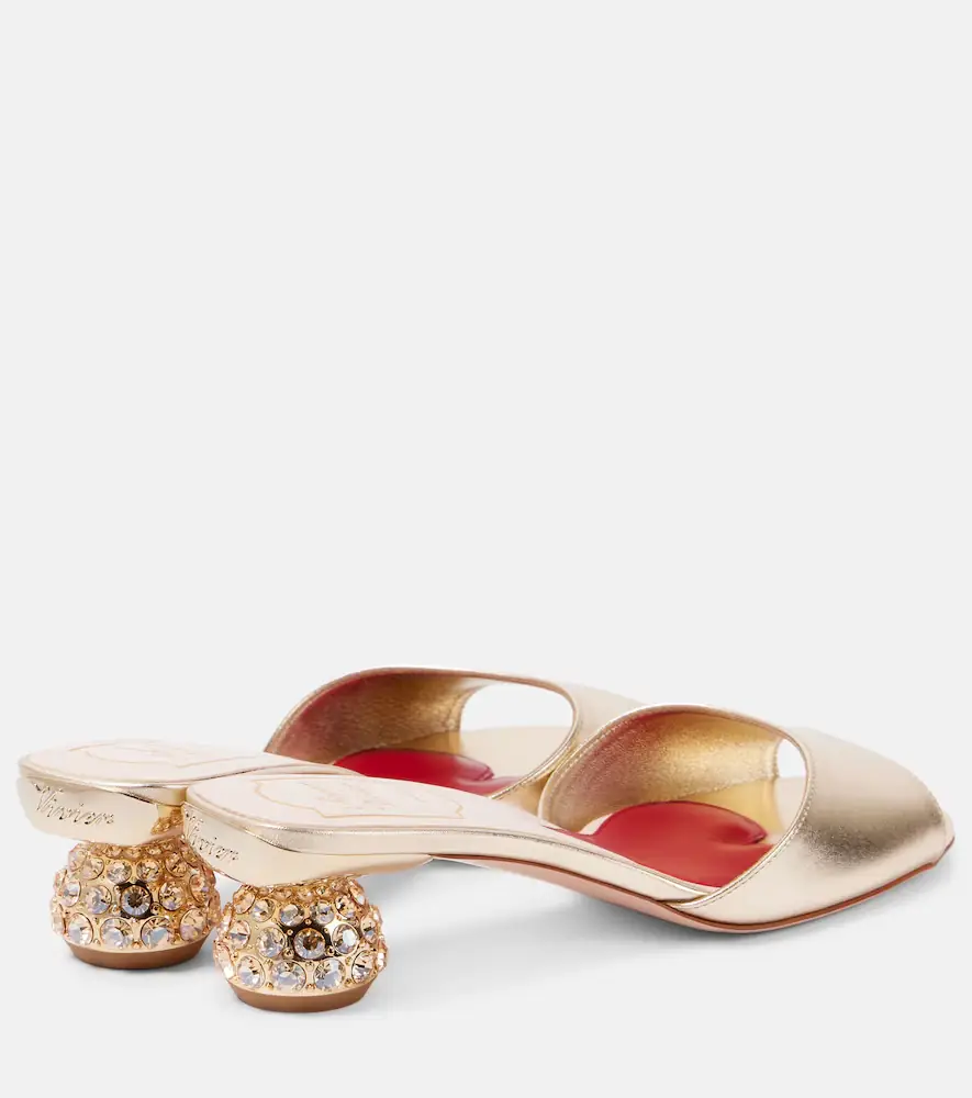 Roger Vivier Embellished metallic leather mules | Thumbnail 2