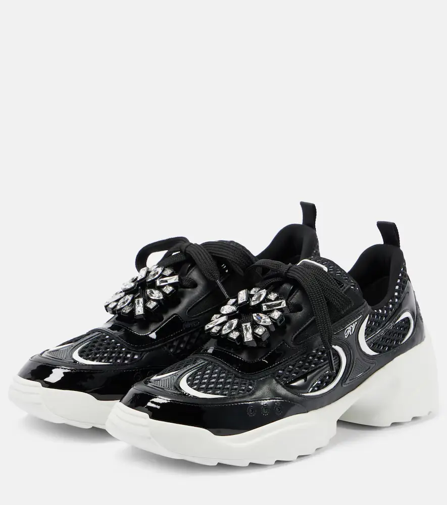 Roger Vivier Embellished leather-trimmed sneakers | Thumbnail 2 Roger Vivier Embellished leather-trimmed sneakers | Thumbnail 2