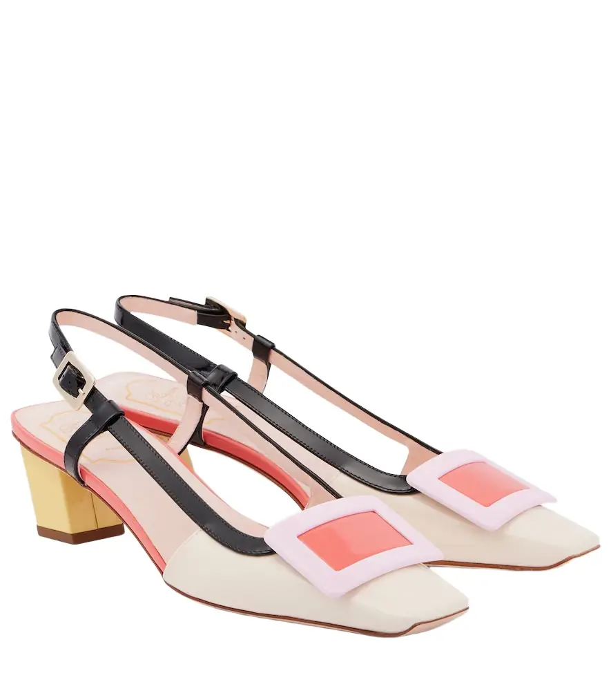 Roger Vivier Belle Vivier 45 patent leather slingback pumps