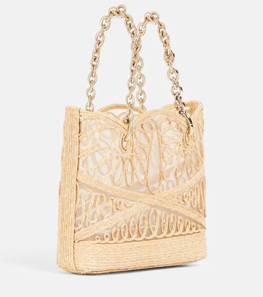 Aquazzura Kahlo Mini logo raffia tote bag | Thumbnail 5