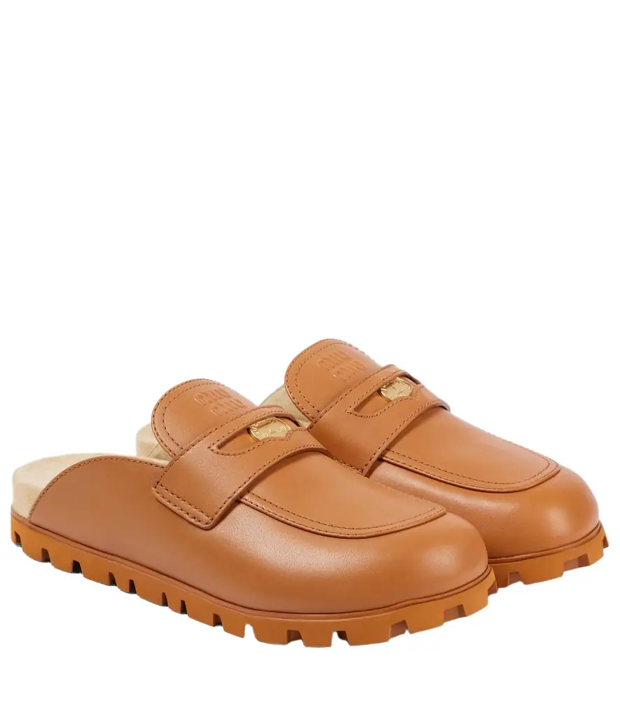 Miu Miu Logo leather mules | Image 1 Miu Miu Logo leather mules | Image 1