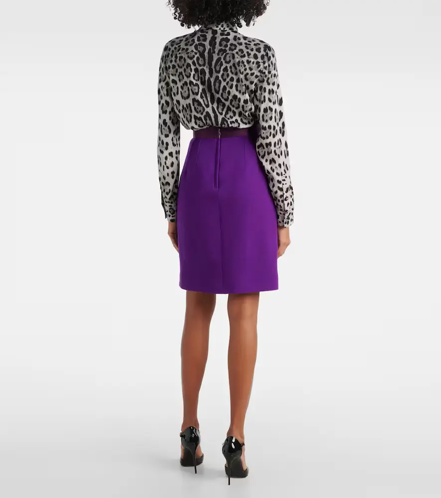 Dolce & Gabbana High-rise wool-blend crêpe pencil skirt | Thumbnail 3
