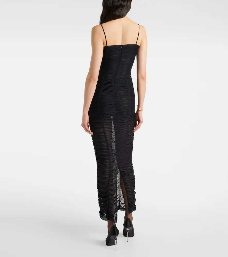Dolce & Gabbana Sheer draped tulle midi dress | Thumbnail 5
