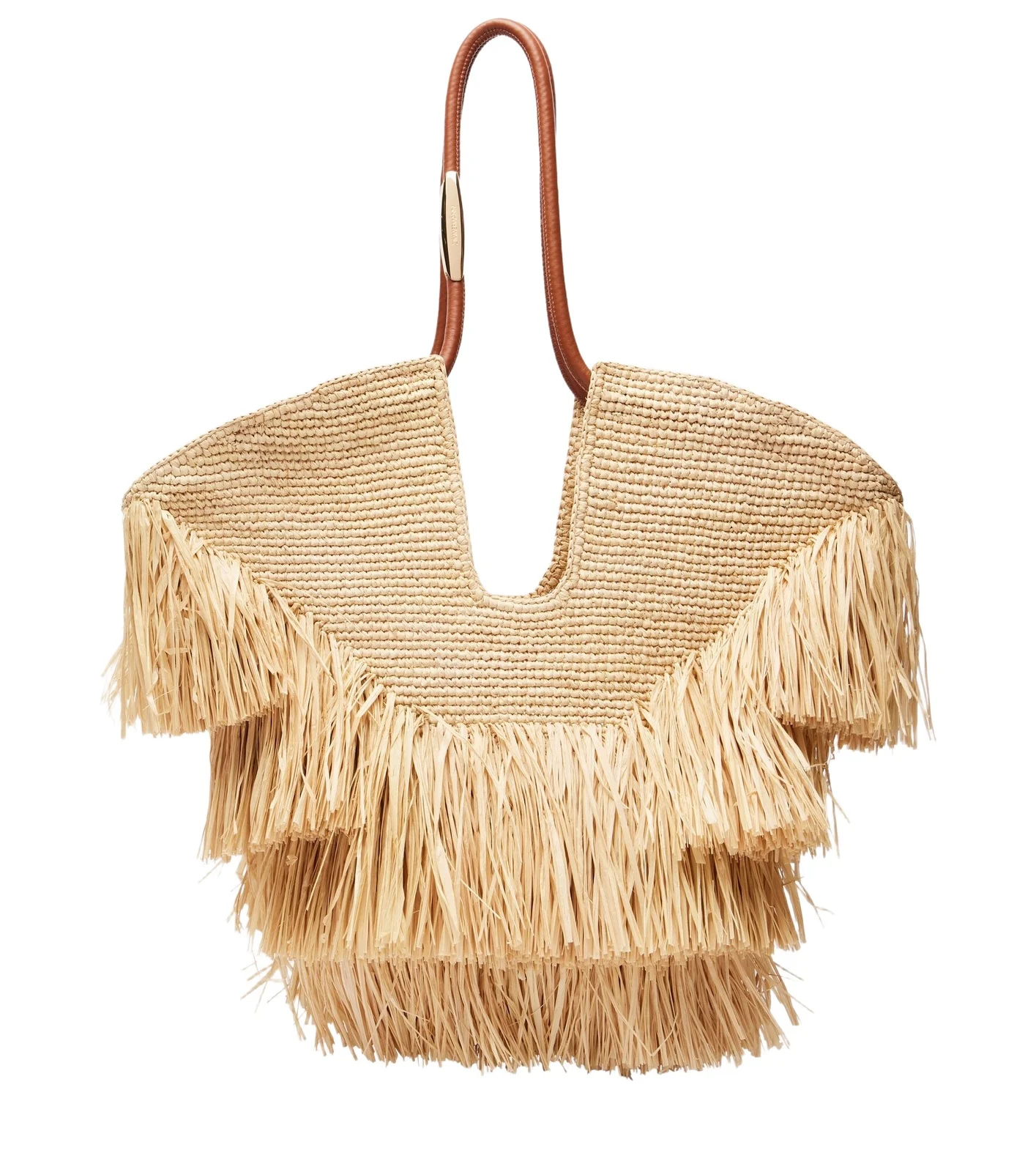 Goldentime Medium raffia tote bag