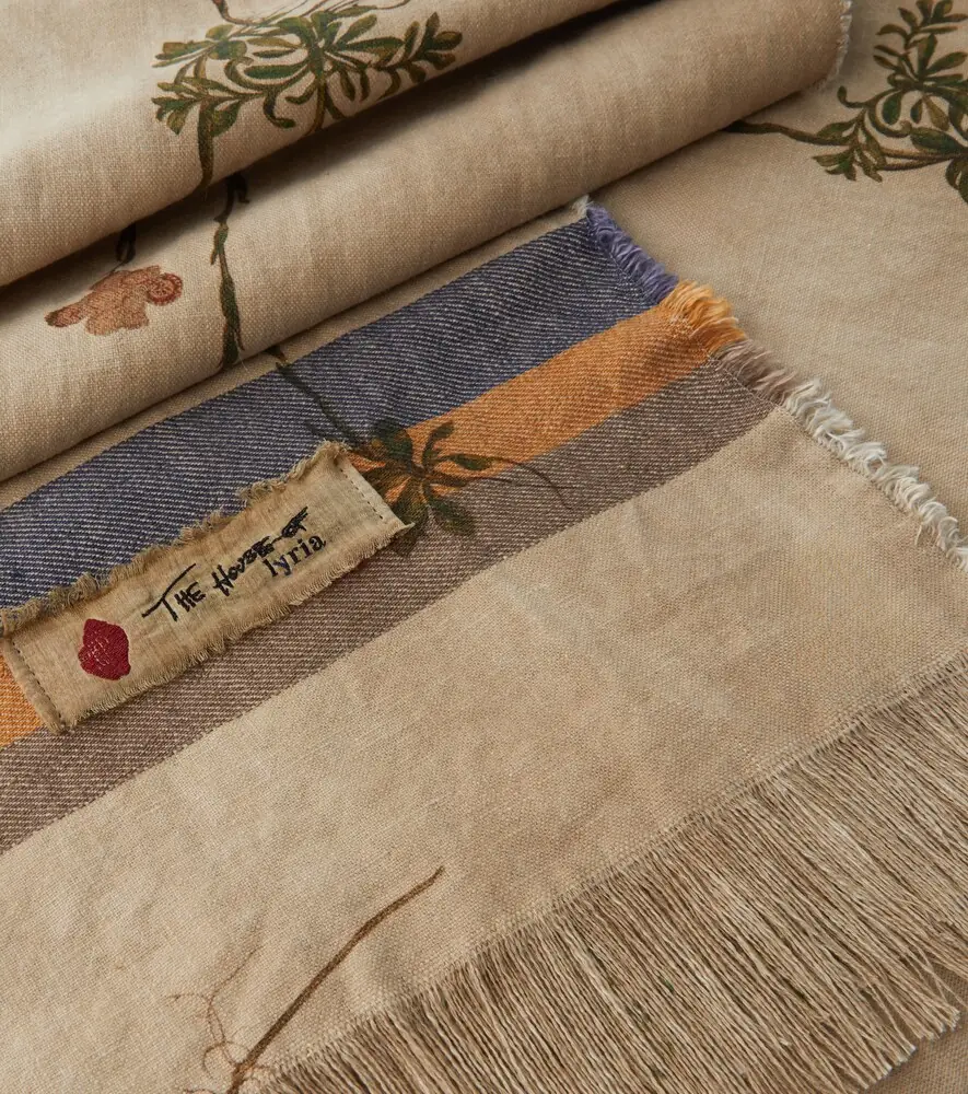 The House of Lyria Sharpei striped floral fringed blanket | Thumbnail 5