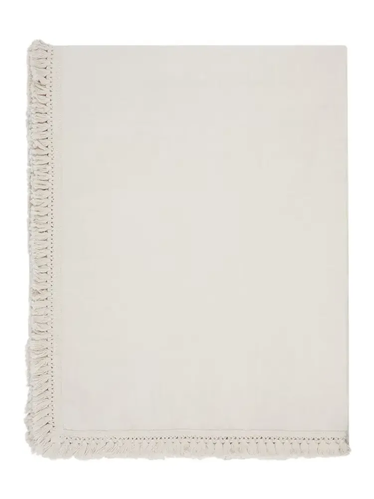 Once Milano Large fringed linen tablecloth