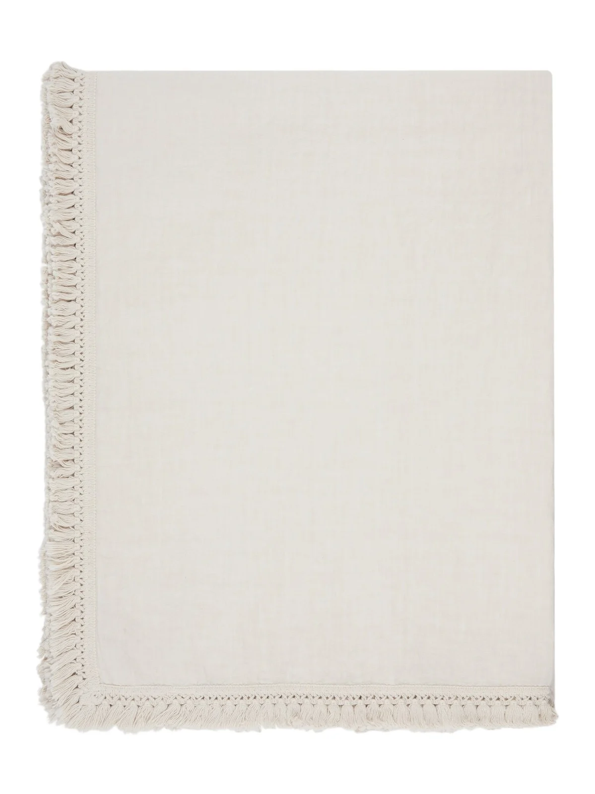 Once Milano Large fringed linen tablecloth