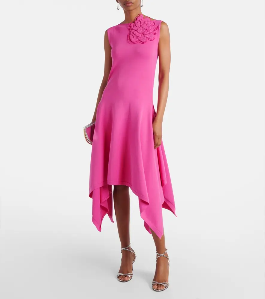 Oscar de la Renta Floral-appliqué asymmetric cocktail dress | Thumbnail 3
