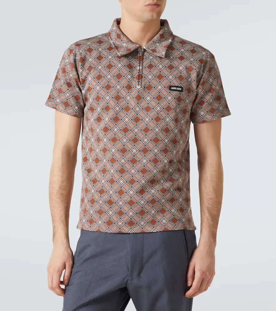 Miu Miu Jacquard silk piqué polo shirt | Thumbnail 3