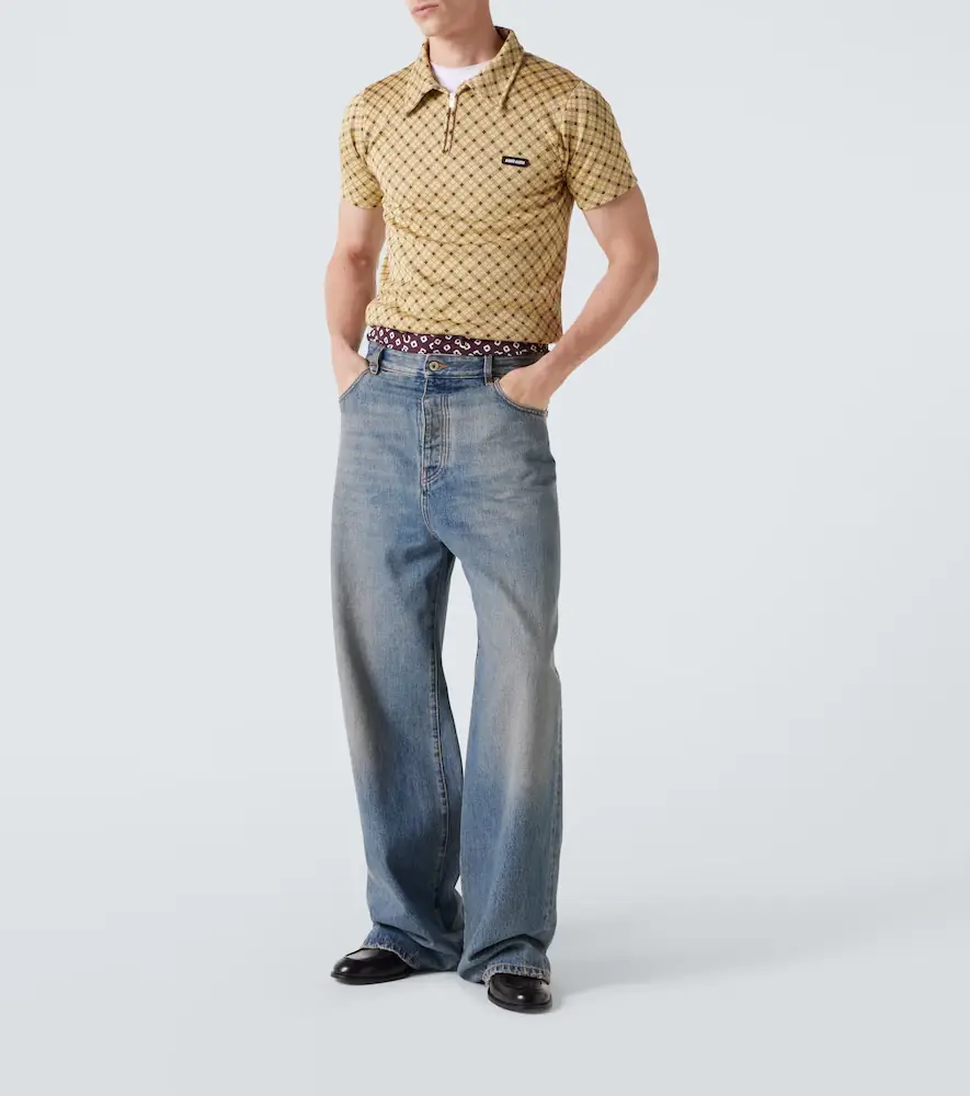 Miu Miu Checked silk piqué polo shirt | Thumbnail 3